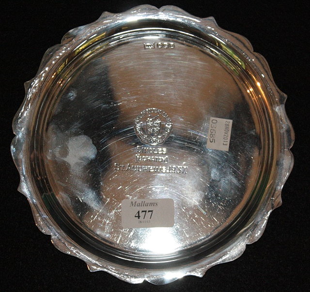 Appraisal: A SILVER SALVER of circular form and scalloped edge with