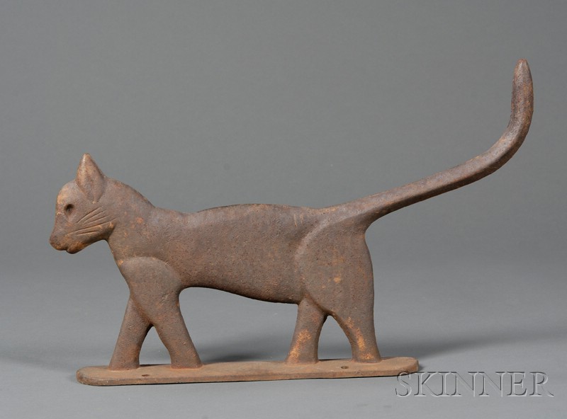 Appraisal: Cast Iron Cat-form Bootscraper America early th century flattened full