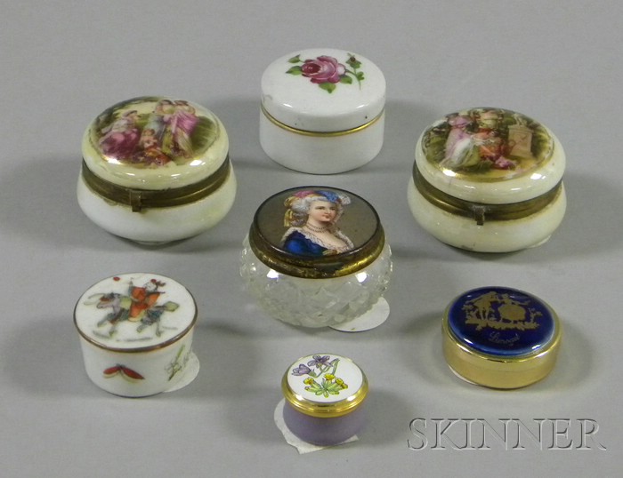 Appraisal: Seven Assorted Small Trinket Boxes including four porcelain an enameled