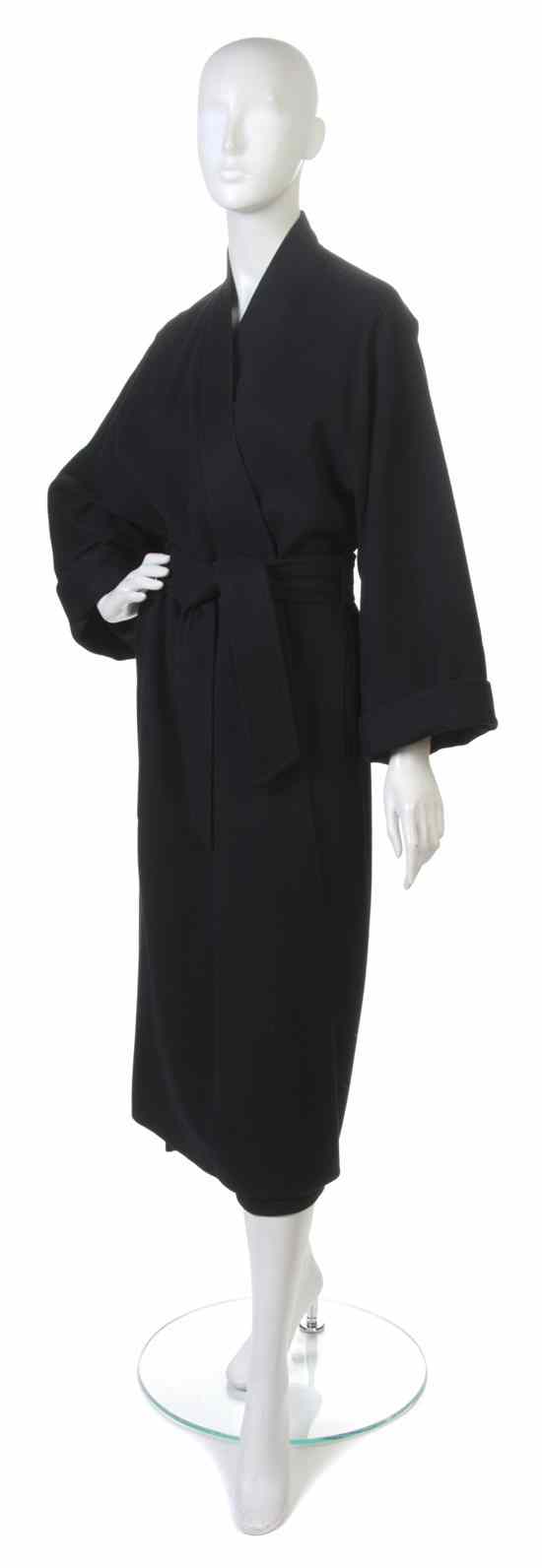 Appraisal: An Yves Saint Laurent Black Wool Coat Labeled Saint Laurent