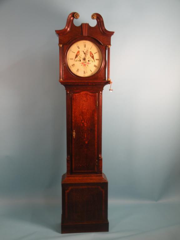 Appraisal: An early thC longcase clock the circular dial later painted