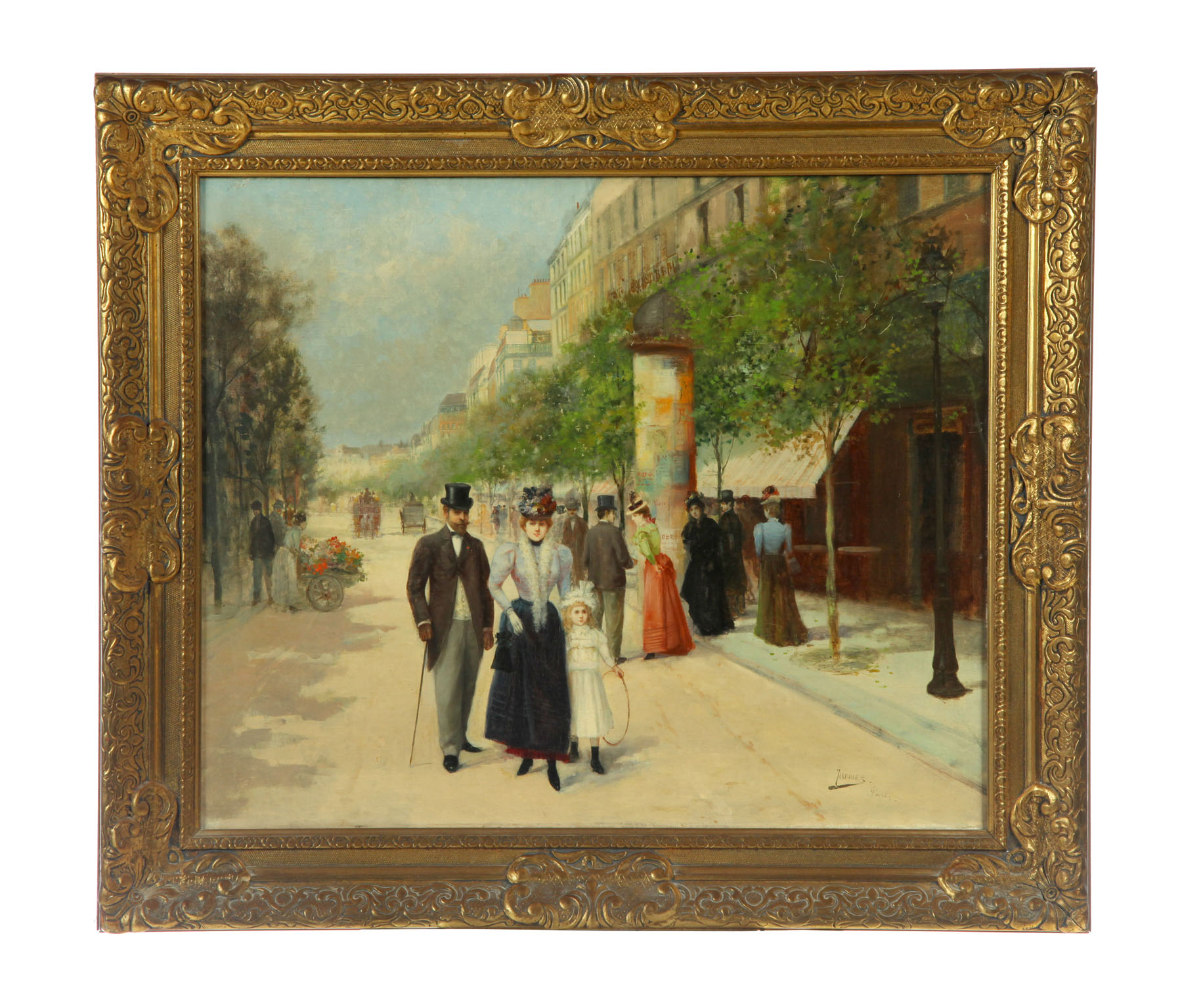 Appraisal: PARISIAN STREET SCENE BY JOSES JARDINES SPAIN - Oil on