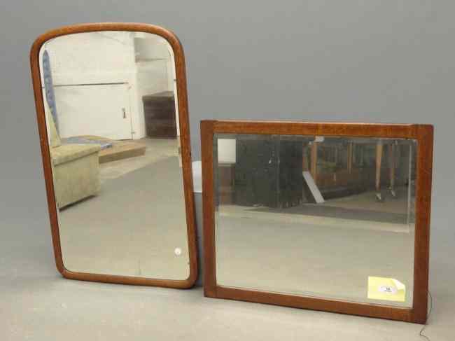 Appraisal: Lot two oak mirrors with beveled glass Sizes include ''