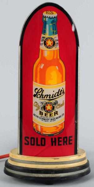 Appraisal: Schmidt's Beer Reverse Glass Light-Up Bullet Sign Jacob Schmidt Brewing