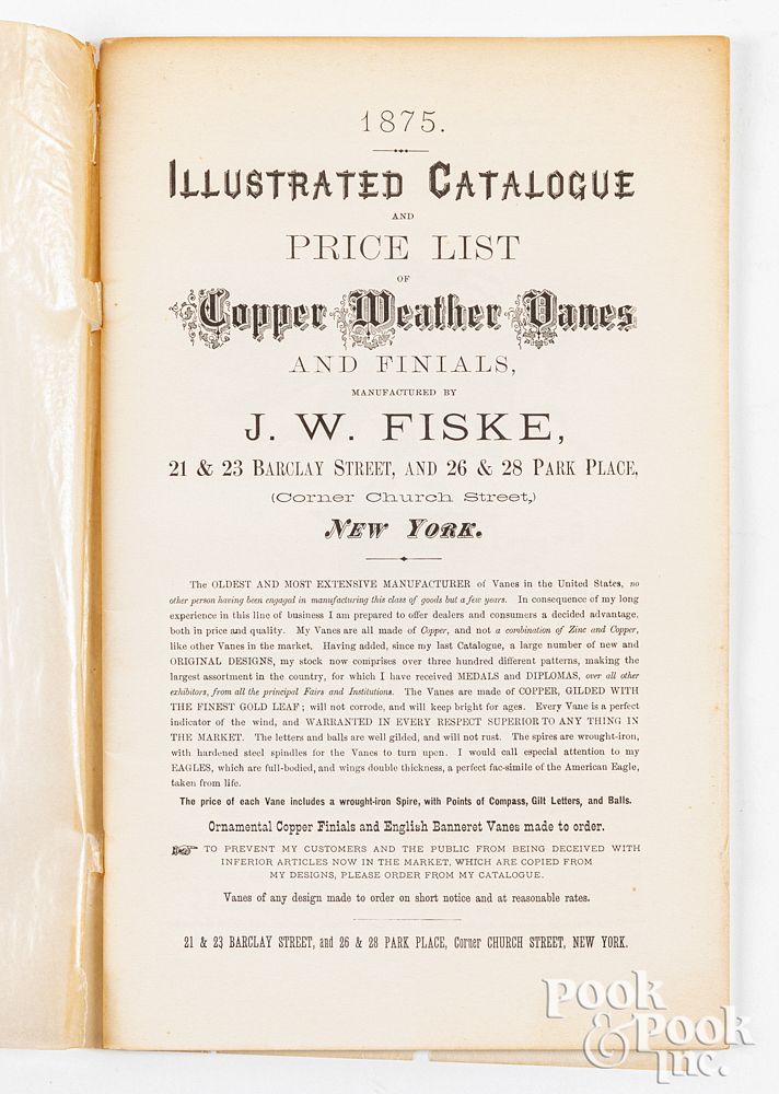 Appraisal: Reprint of J W Fiske Copper Weather Vanes Reprint of