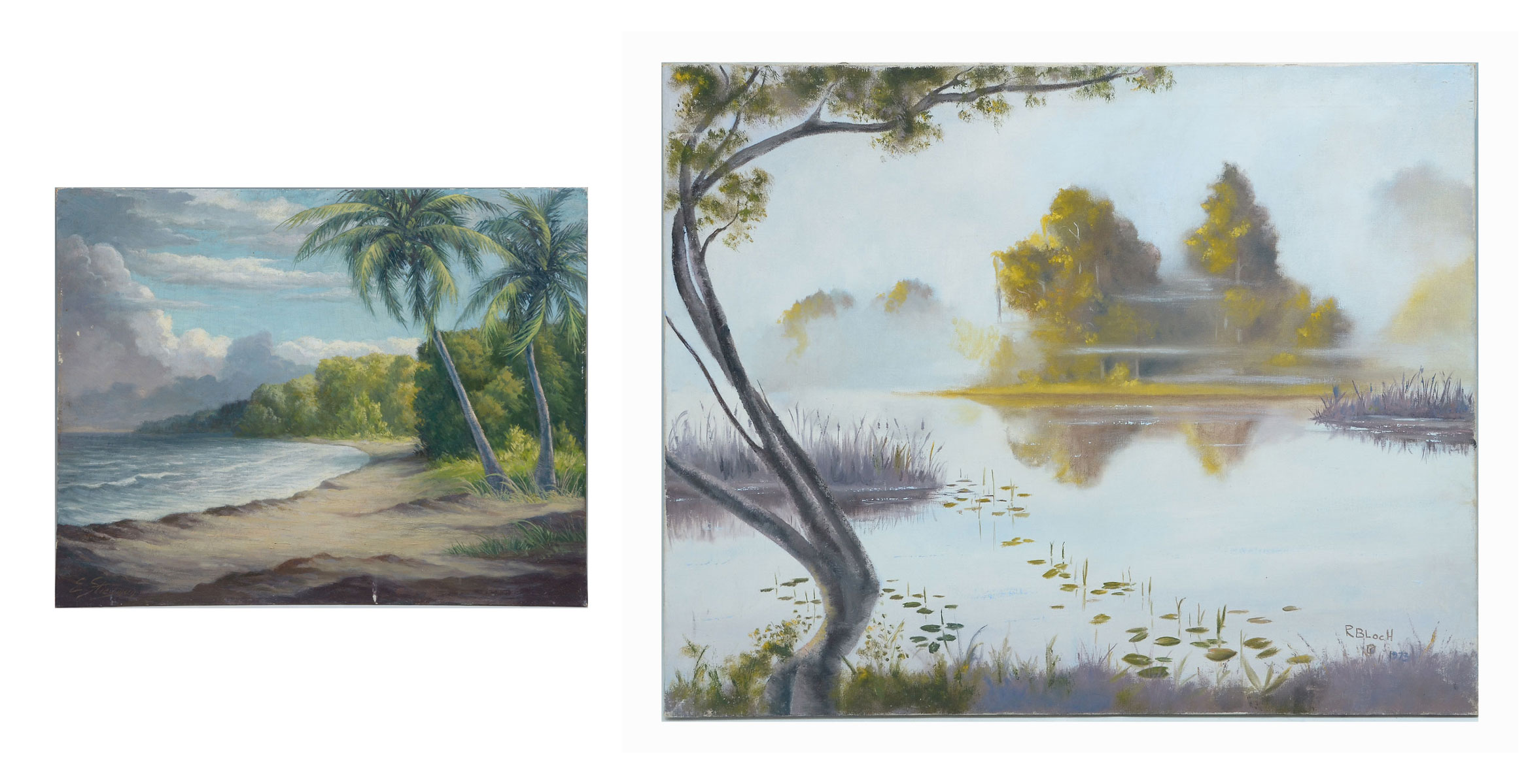 Appraisal: TWO PIECE LOT TWO PIECE FLORIDA PAINTING LOT E Steigman