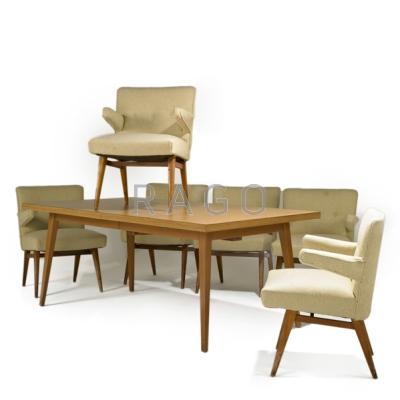 Appraisal: JENS RISOM KNOLL ASSOCIATES Dining table and set of six