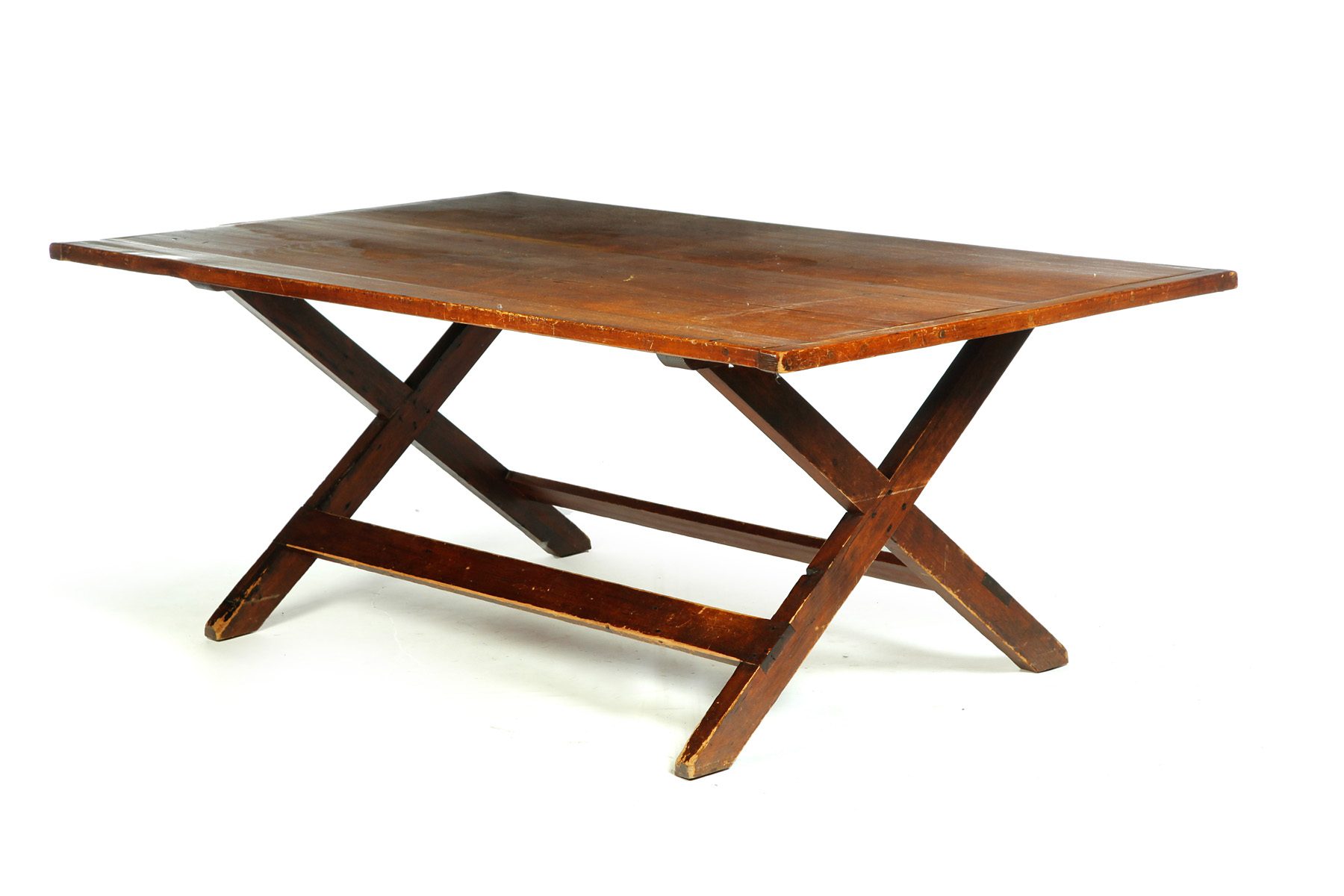 Appraisal: AMERICAN SAWBUCK TABLE Nineteenth century pine Of typical form with