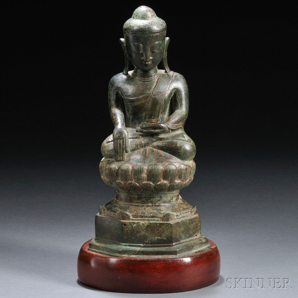 Appraisal: Bronze Figure of Shakyamuni Burma th century or earlier the