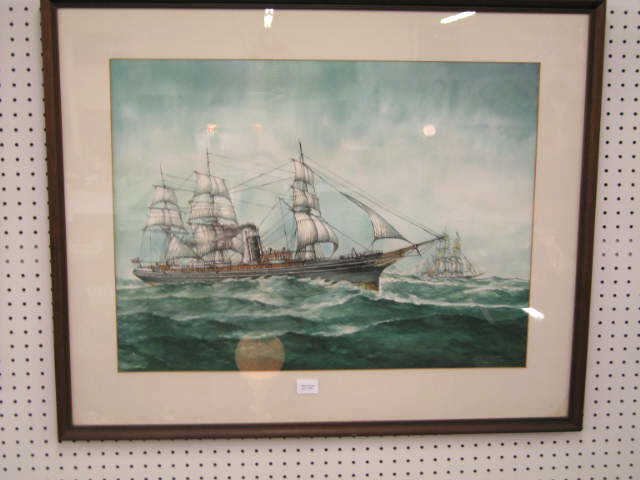 Appraisal: Mark B Cannon Watercolor of a British sailing ship