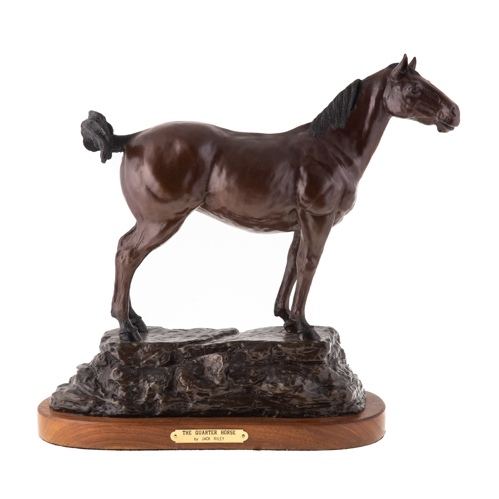 Appraisal: JACK RILEY THE QUARTER HORSE BRONZE American Contemporary Painted bronze