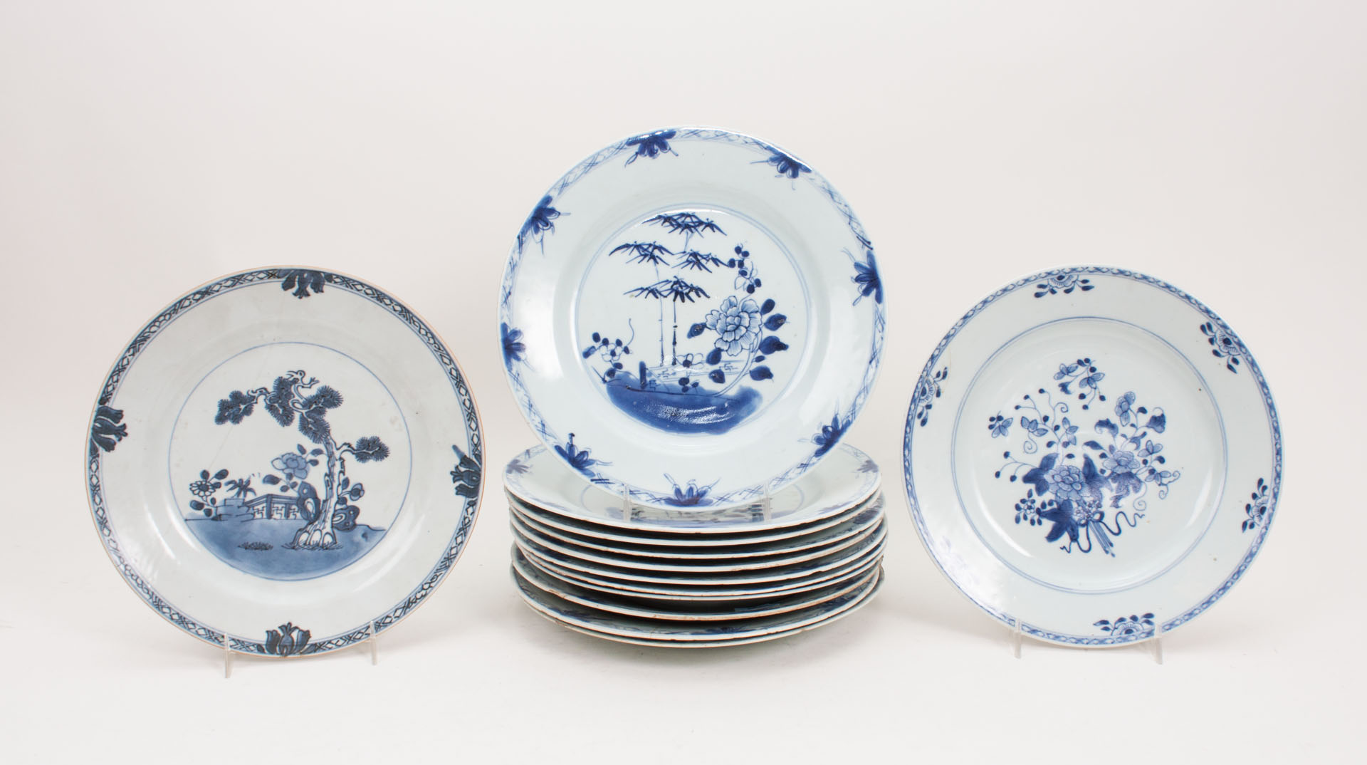 Appraisal: Chinese Export porcelain plates circa blue and white floral and