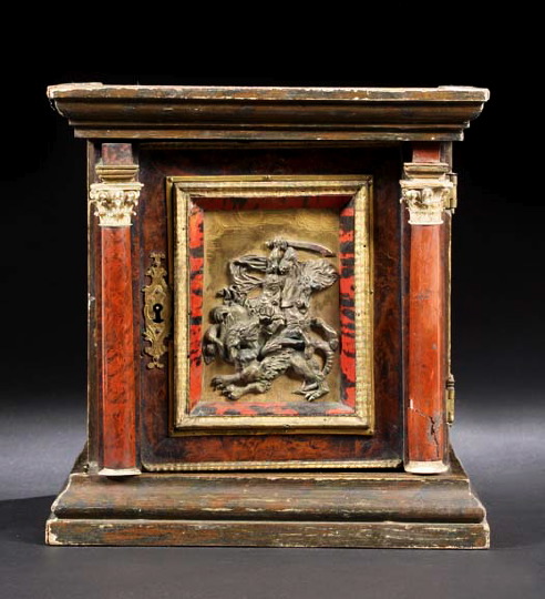 Appraisal: Rare Small Russian Gilt-Brass-Mounted and Crimson Tortoiseshell-Banded Grained Wood Cabinet