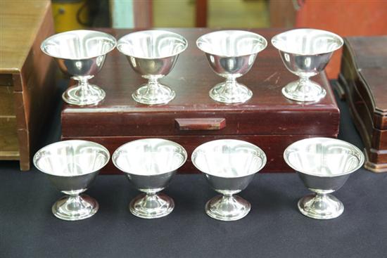 Appraisal: EIGHT STERLING SILVER SHERBETS Footed sherberts marked for the Weidlich