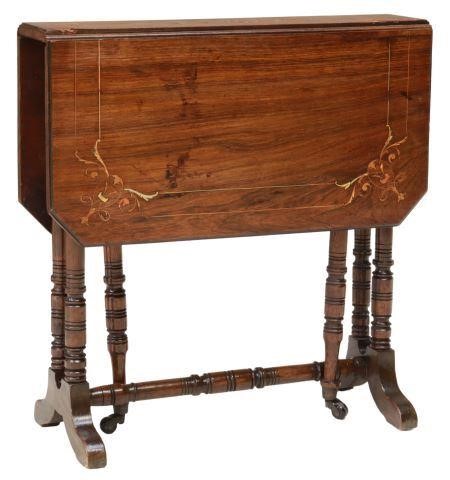 Appraisal: French rosewood drop-side table th c dual drop leaves with