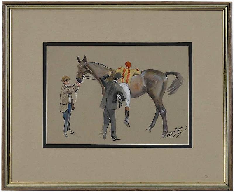 Appraisal: Michael Lyne British - Jockey Up signed lower right Michael