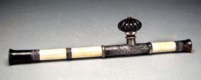 Appraisal: ANTIQUE CHINESE OPIUM PIPE Antique Chinese opium pipe ivory body