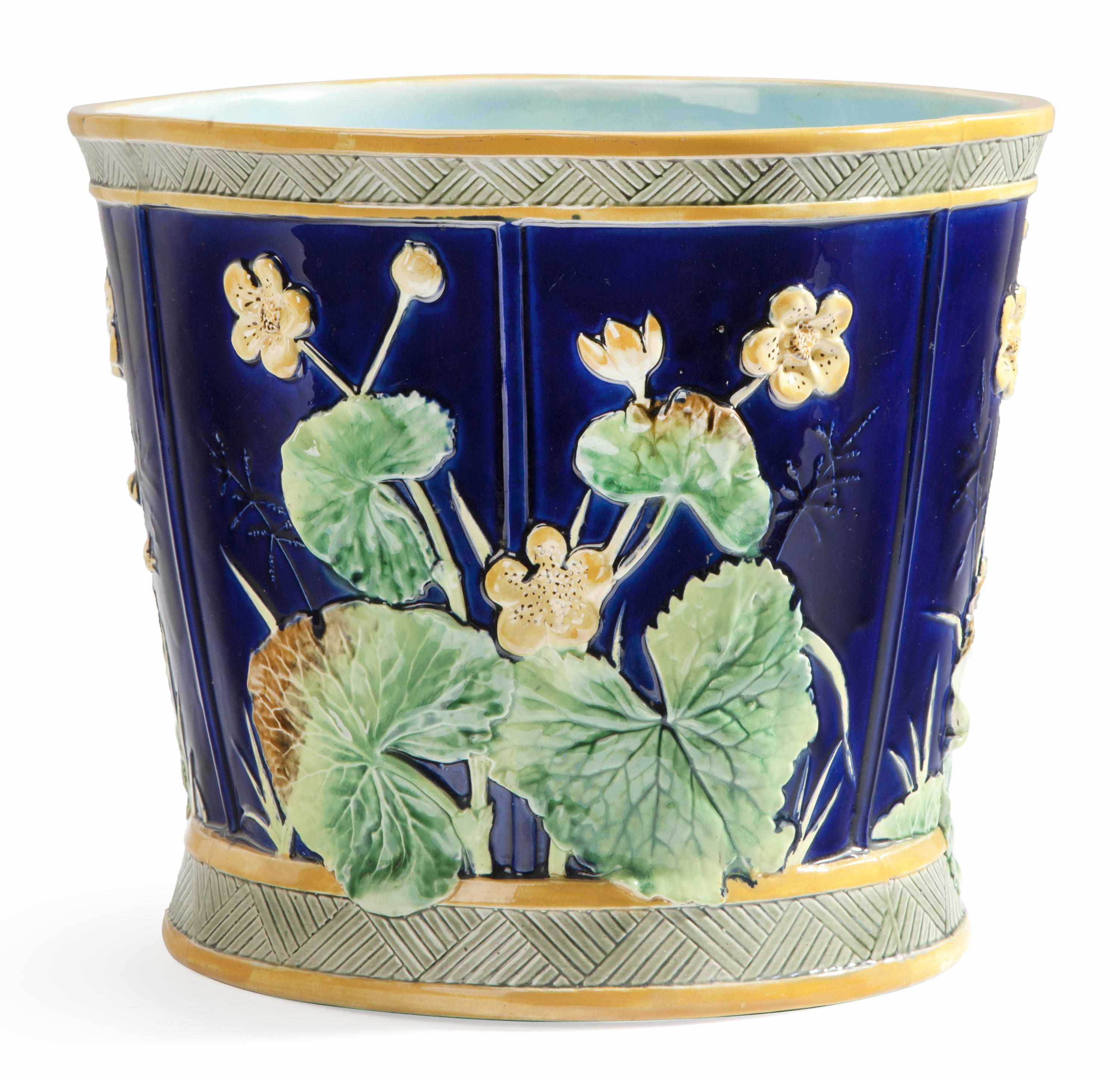 Appraisal: A George Jones majolica jardinire on associated stand circa Decorated