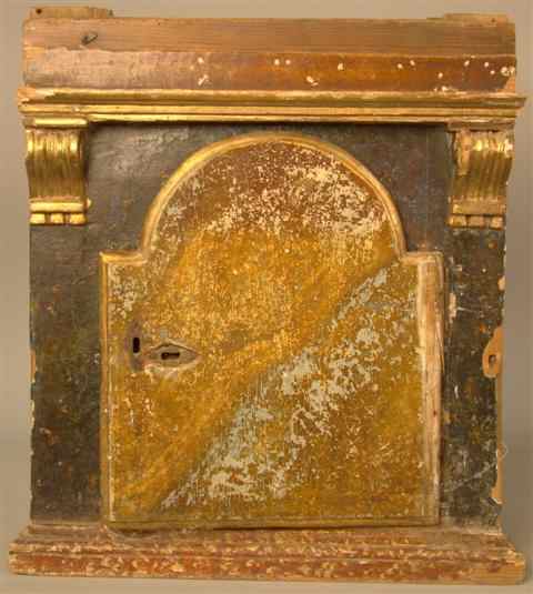 Appraisal: ITALIAN PAINTED AND PARCEL GILT TABERNACLE th century of rectangular