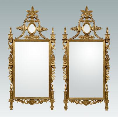 Appraisal: Pair Italian mirrors Italian neoclassical style carved and gilt wood