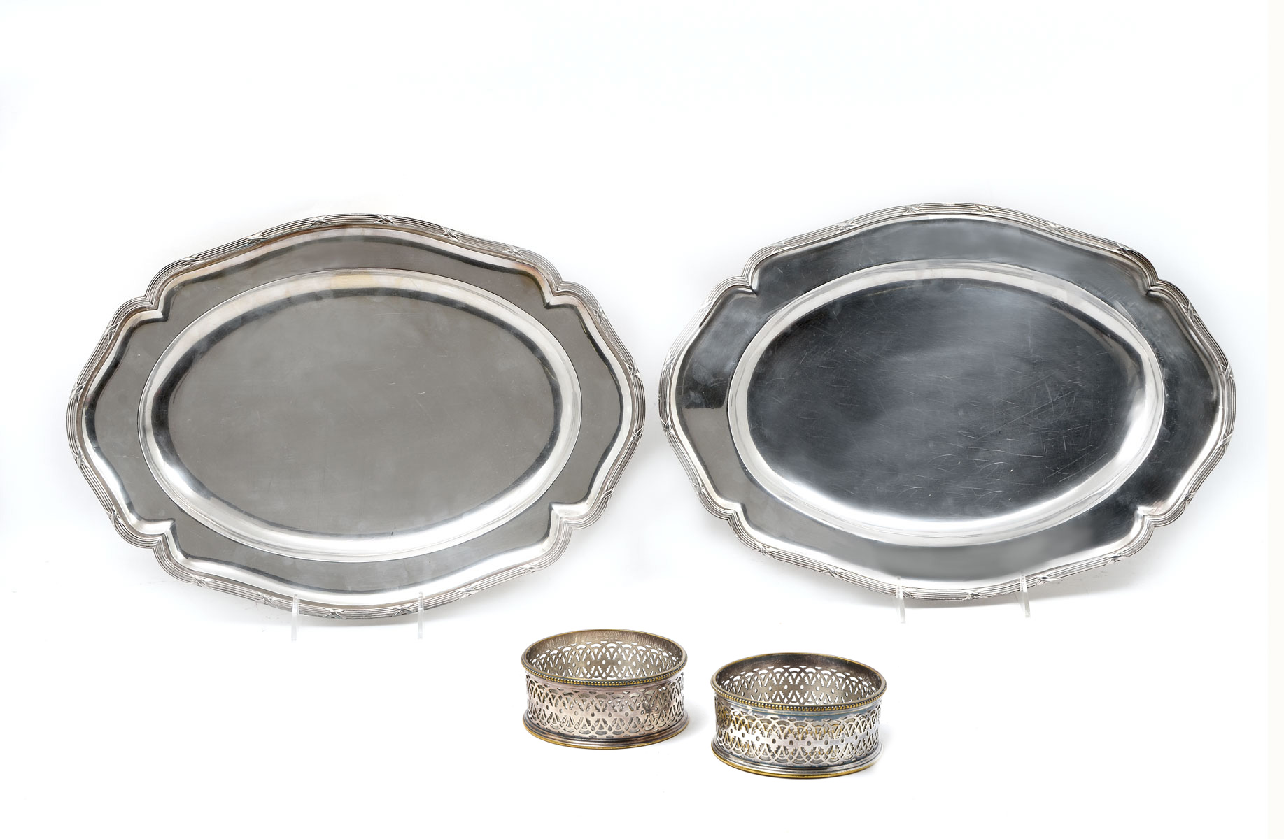 Appraisal: PC CHRISTOFLE SILVERPLATE SERVING TRAYS BOWLS Comprising - serving trays