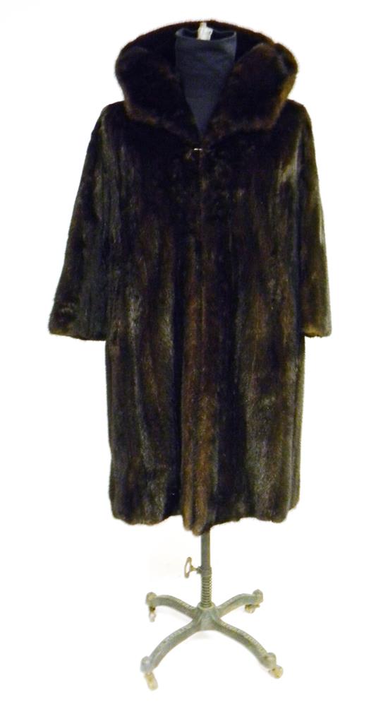 Appraisal: Mink coat without label lined shawl lapel foldover cuffs two