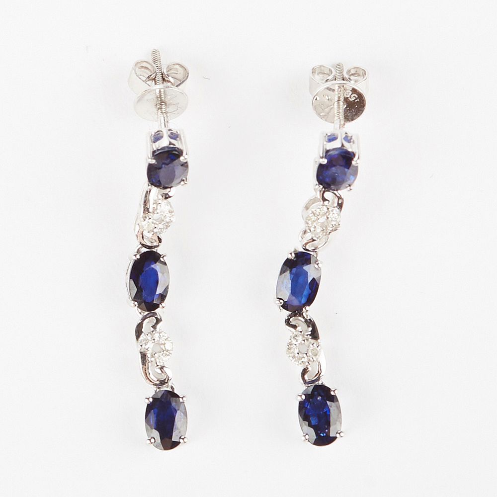 Appraisal: Sapphire and Diamond Earrings Sapphire and diamond earrings each featuring