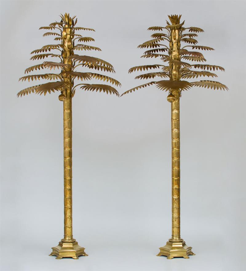 Appraisal: PAIR OF GILT-METAL PALM TREES TH CENTURY MAISON JANSEN x