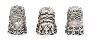 Appraisal: A Group of Three Silver Thimbles Various Makers each having