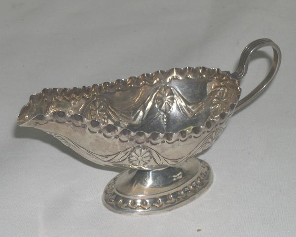 Appraisal: Diminutive English Sterling Silver Footed Sauceboat in the Late Georgian