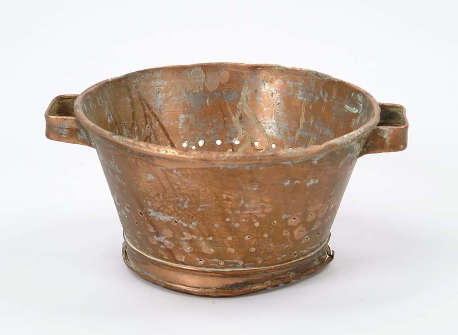 Appraisal: TWO HANDLED COPPER COLANDER Handle marked V Clad Sons Phila