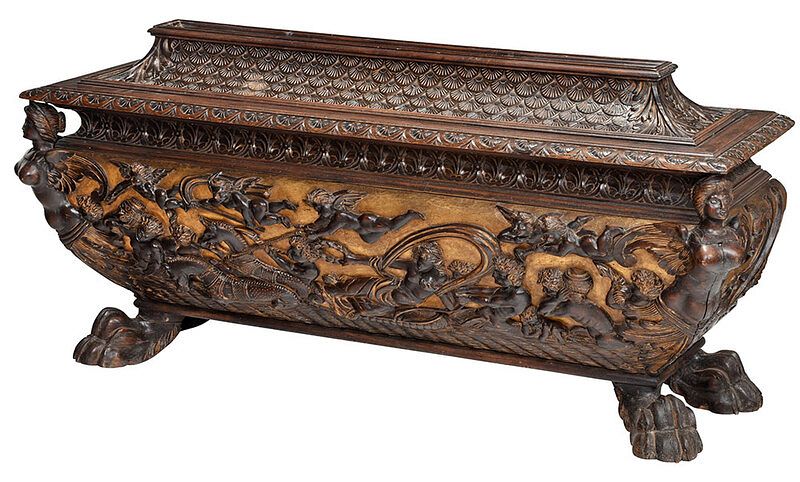 Appraisal: Renaissance Style Carved and Gilt Walnut Cassone Italian late th