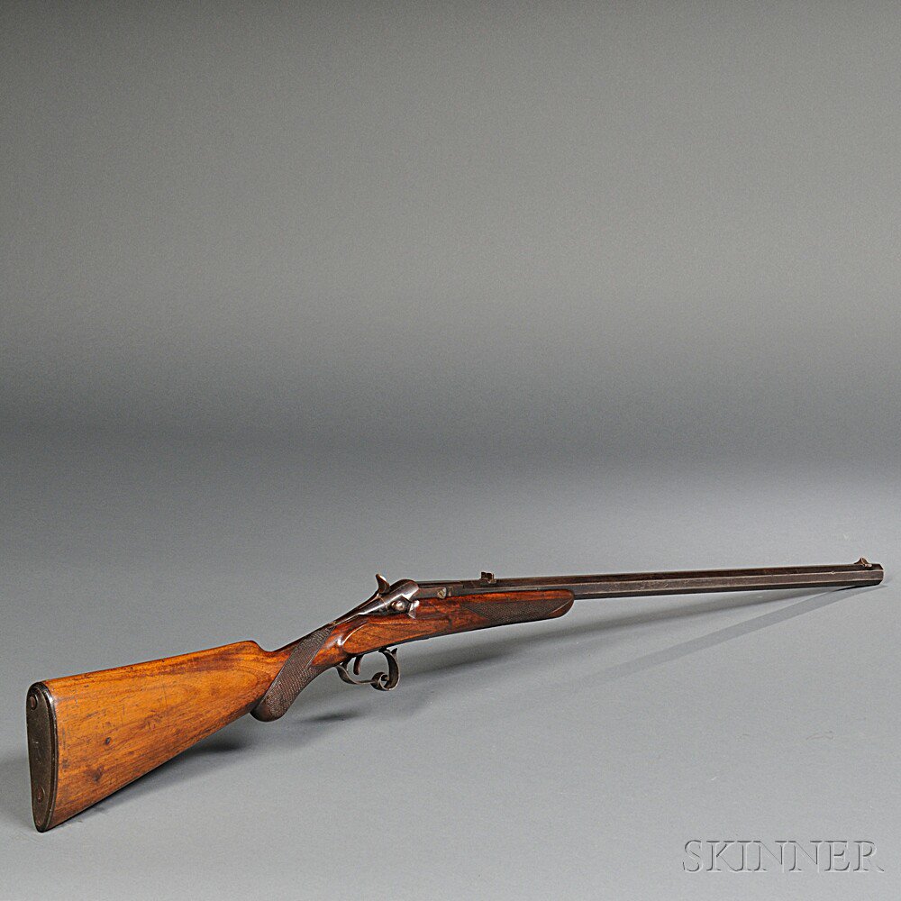 Appraisal: Belgian Single-shot Rifle c s caliber walnut stock with checkered