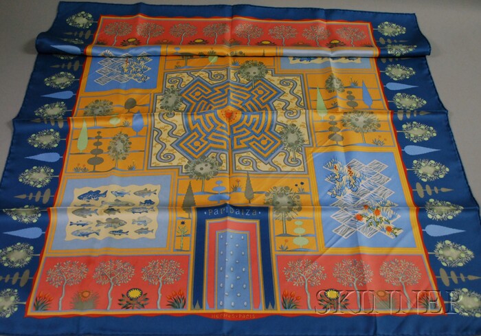 Appraisal: Silk Scarf Herm s Paraidaiza x in boxed