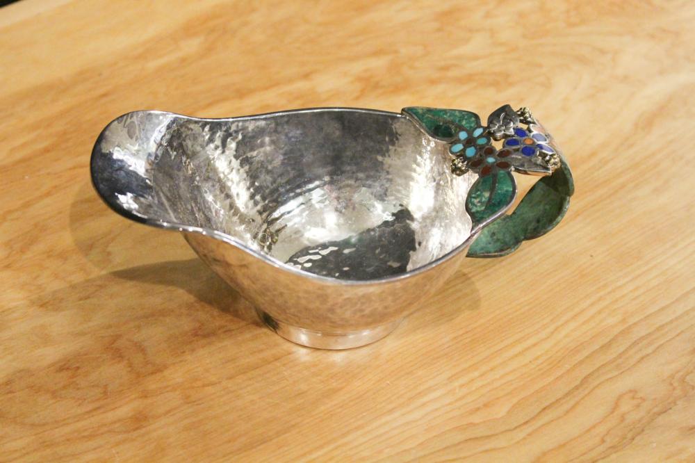 Appraisal: EMILIA CASTILLO STERLING SILVER GRAVY BOAT with hammered body and