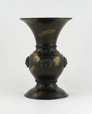 Appraisal: A Chinese gold splashed bronze vase with a wide flared