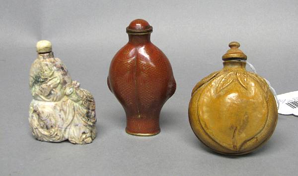 Appraisal: A group of three snuff bottles The first of opal