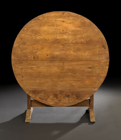 Appraisal: Provincial Fruitwood Wine Table mid- th century the tilting circular