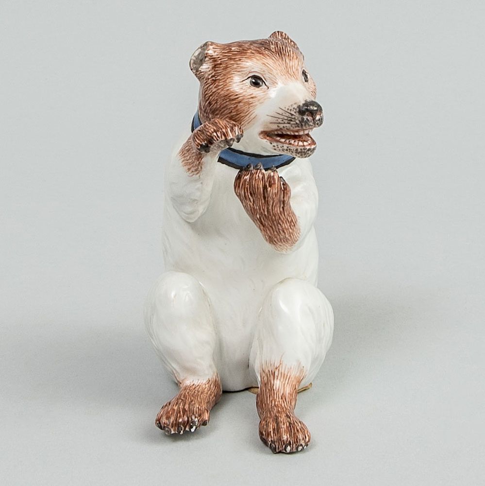 Appraisal: Meissen Porcelain Model of a Bear 'Sitsender Bar' Marked with