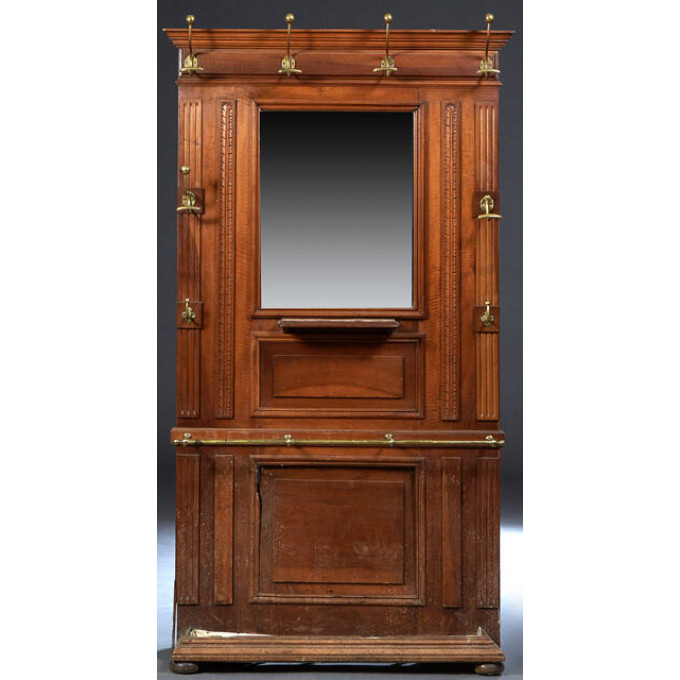 Appraisal: French Carved Walnut Hall Stand c the stepped crown over