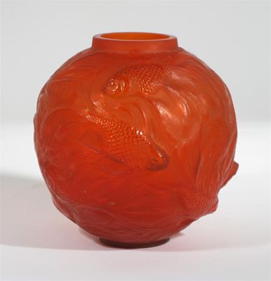 Appraisal: Formose' a Lalique red glass vase designed by Rene Lalique