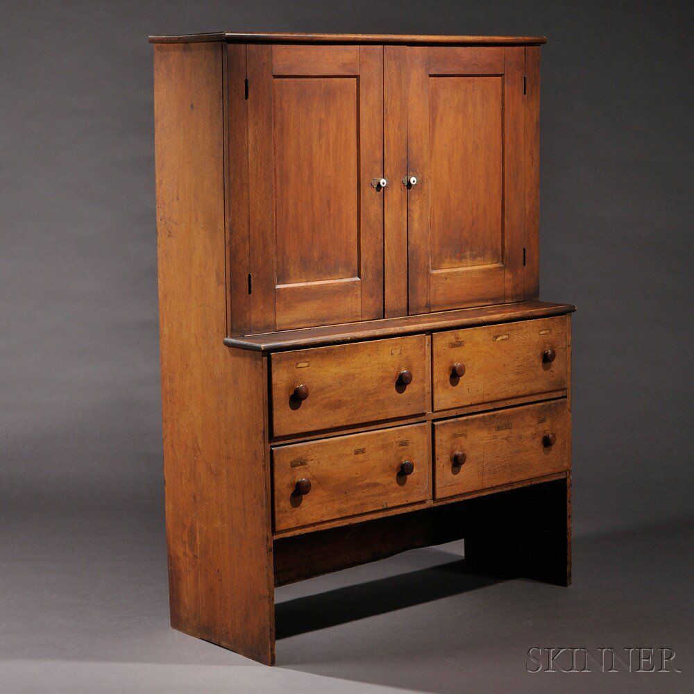 Appraisal: Shaker Butternut and Pine Herb Cupboard North Family New Lebanon