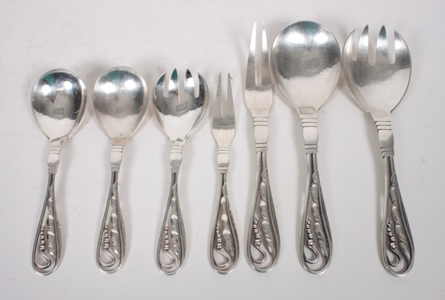 Appraisal: Seven Georg Jensen sterling silver serving pieces pattern no including