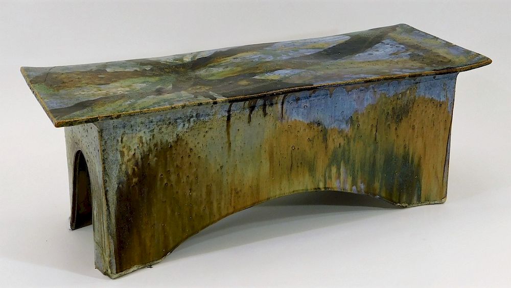 Appraisal: Eric O'Leary Vibrant Flambe Glaze Ceramic Bench New Hampshire b