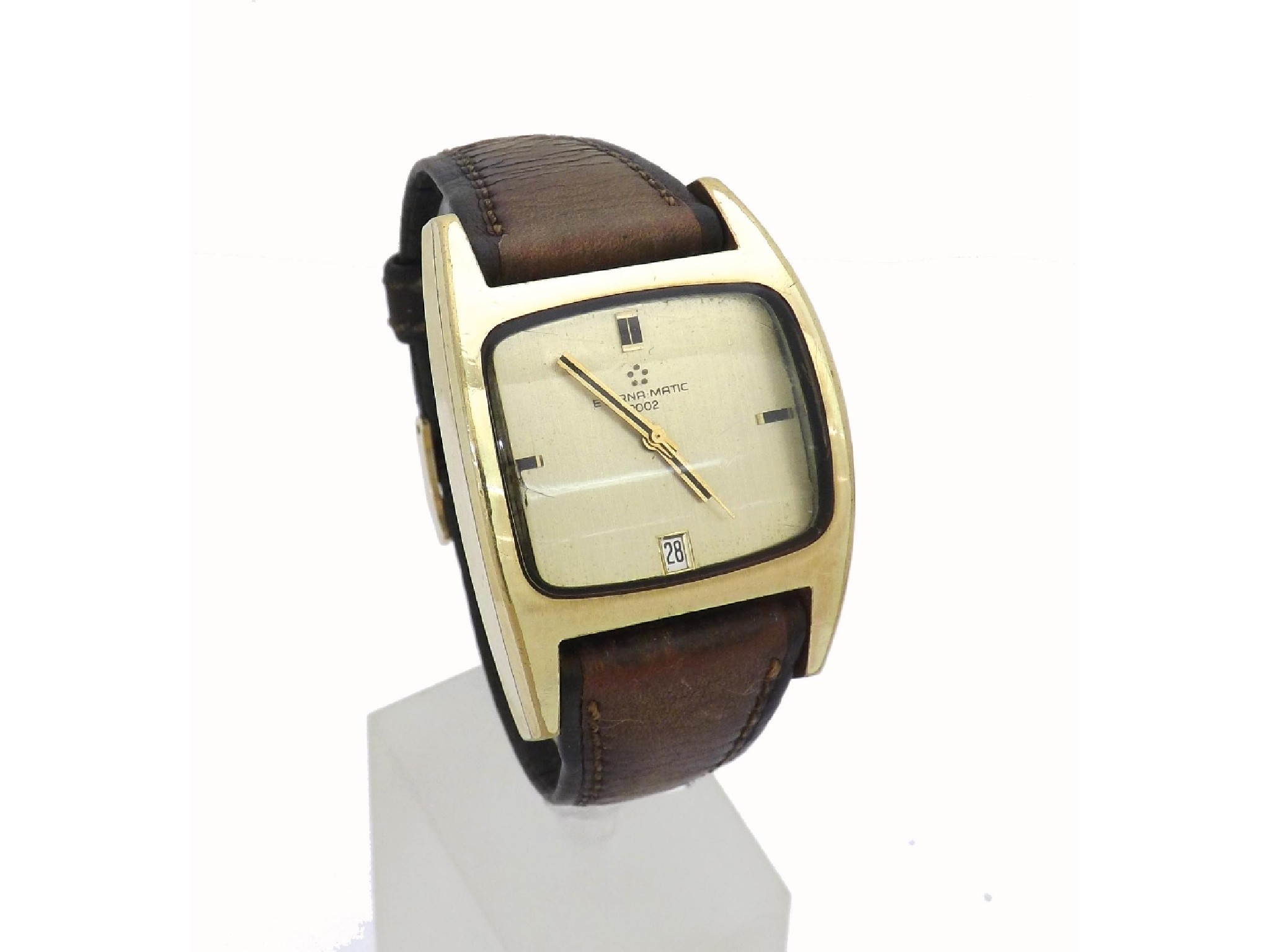 Appraisal: Eterna-Matic curved gold plated gentleman's wristwatch ref the gilded dial