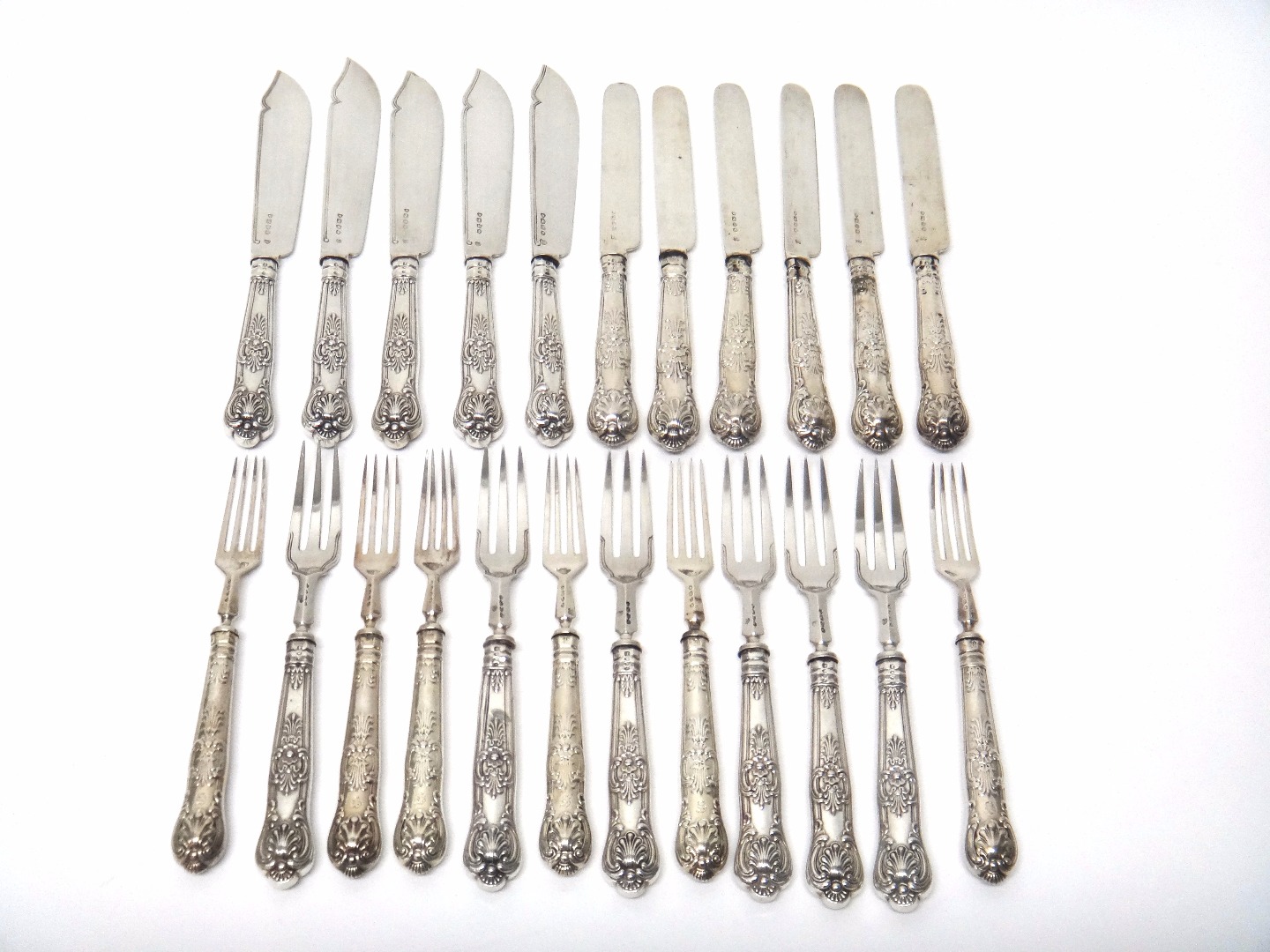 Appraisal: Victorian silver Kings pattern table flatware comprising five fish knives