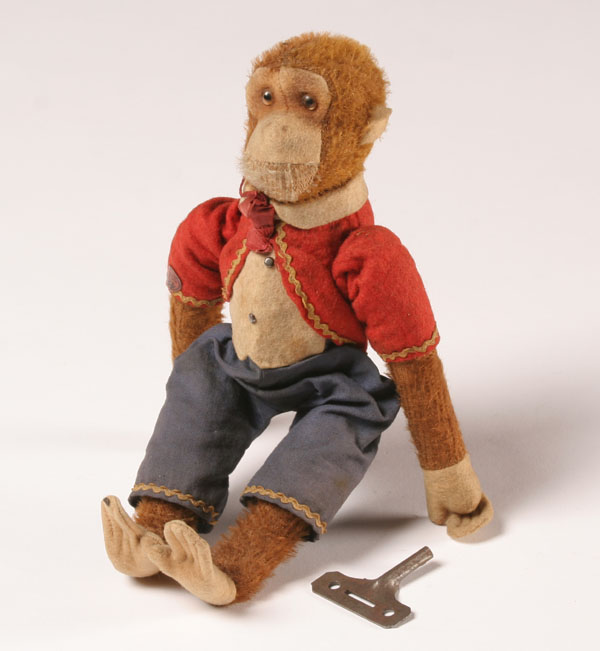 Appraisal: Vintage Bing Werke Bavarian mohair mechanical roll-over monkey early th