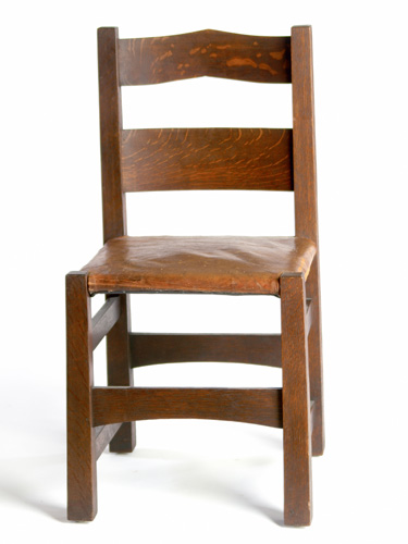 Appraisal: GUSTAV STICKLEY Rare sidechair no circa with horizontal backslats and