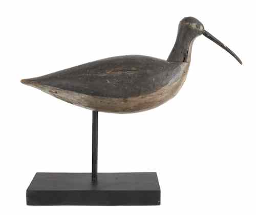 Appraisal: Curlew shorebird decoy retaining its original surface h l