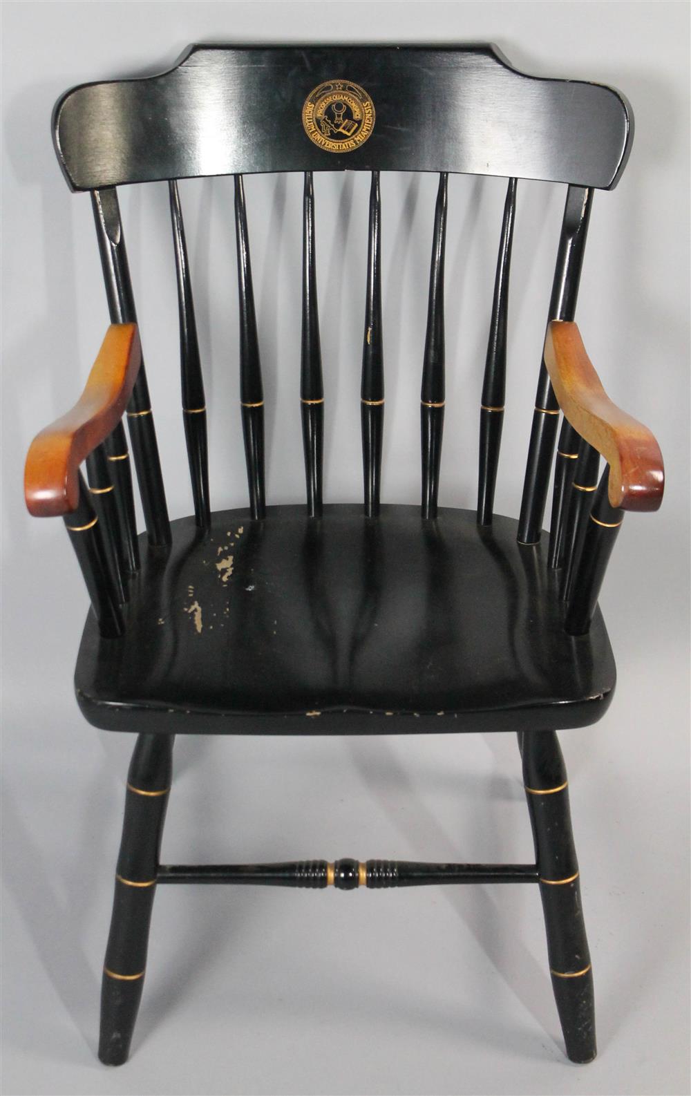 Appraisal: MIAMI UNIVERSITY OHIO ALUMNI SPINDLE BACK MAPLE UNIVERSITY ARM CHAIR